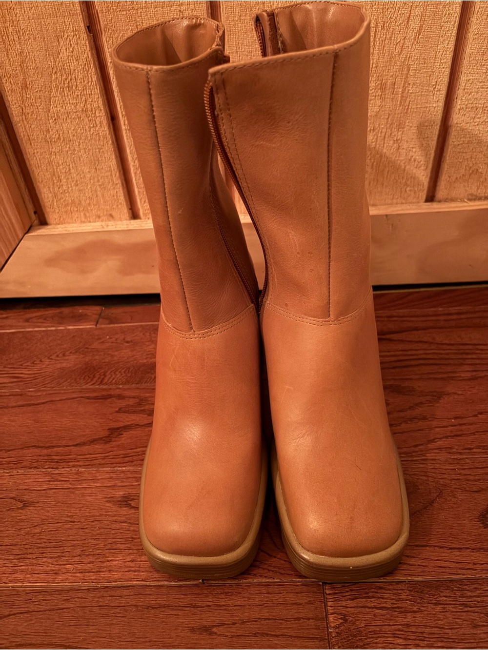 Women's Steve Madden Leather Platform Block Heel Ankle Boots - Picture 3 of 5